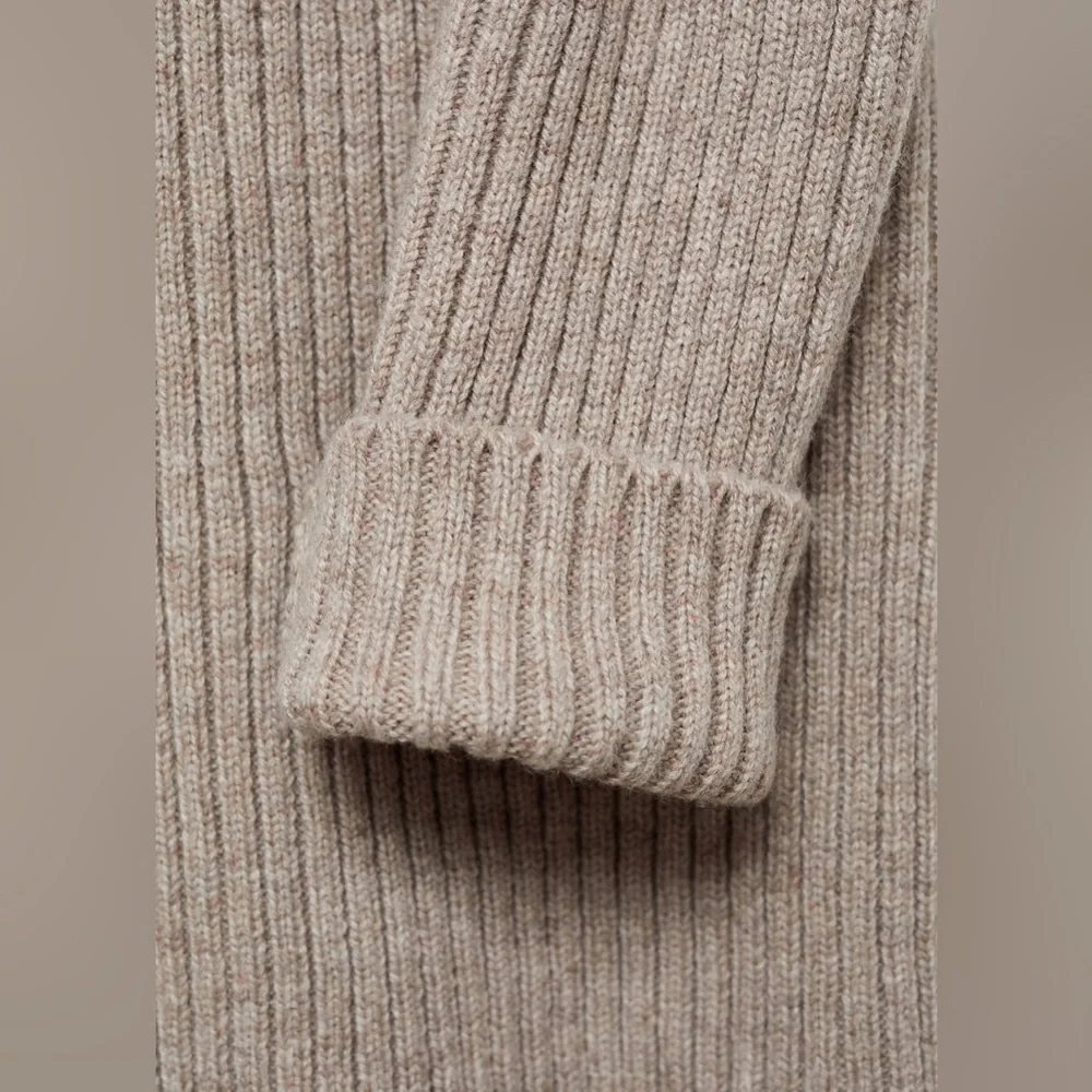 Mango MNG - 2 piece matching SET taupe light gray knit sweater and pants set